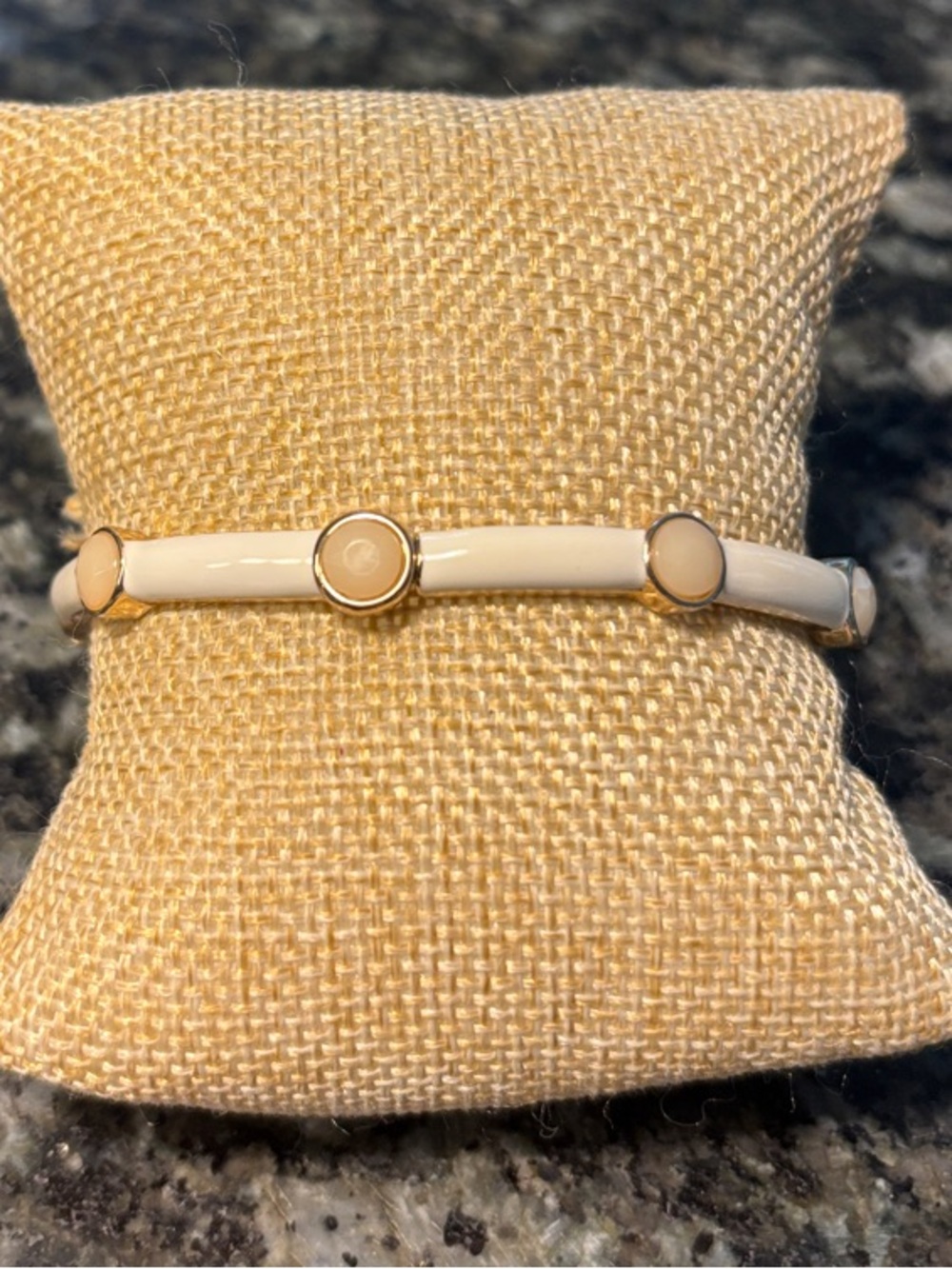 Park Lane” Marshmallow” Cream and Gold Link Stretch Bracelet